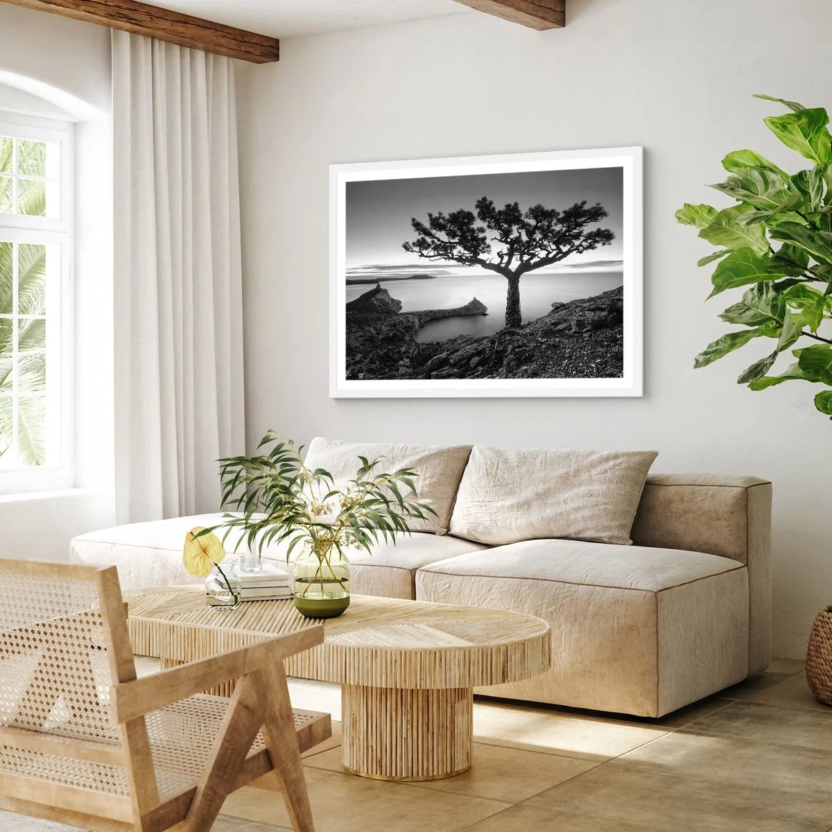 Pôster em moldura branca - Paz até ao horizonte - 100x70 cm