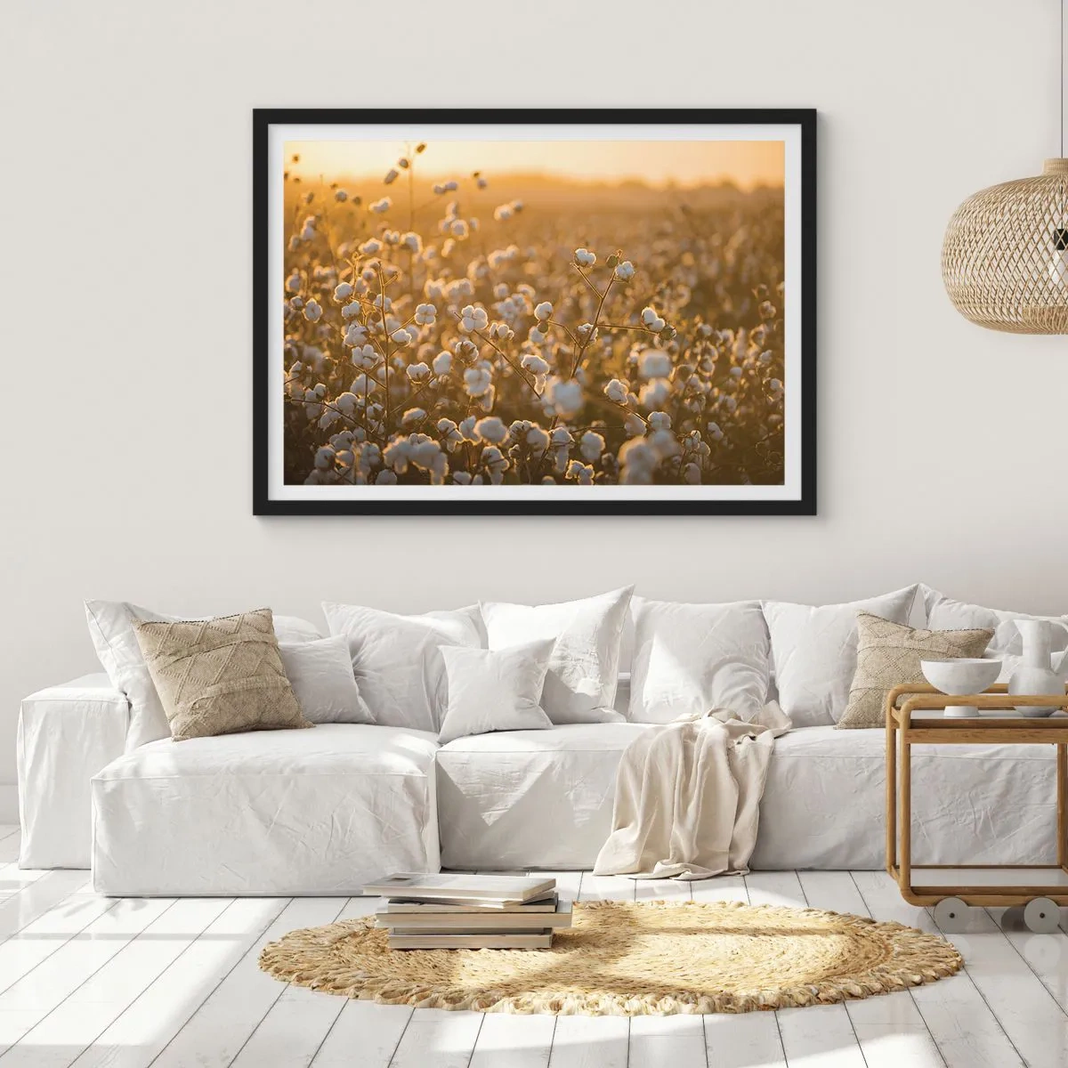 Pôster com moldura preta - Campo macio - 70x50 cm