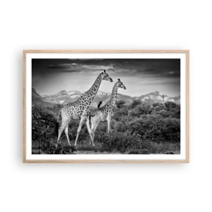 Pôster com moldura de carvalho claro - Alta Sociedade na África - 91x61 cm