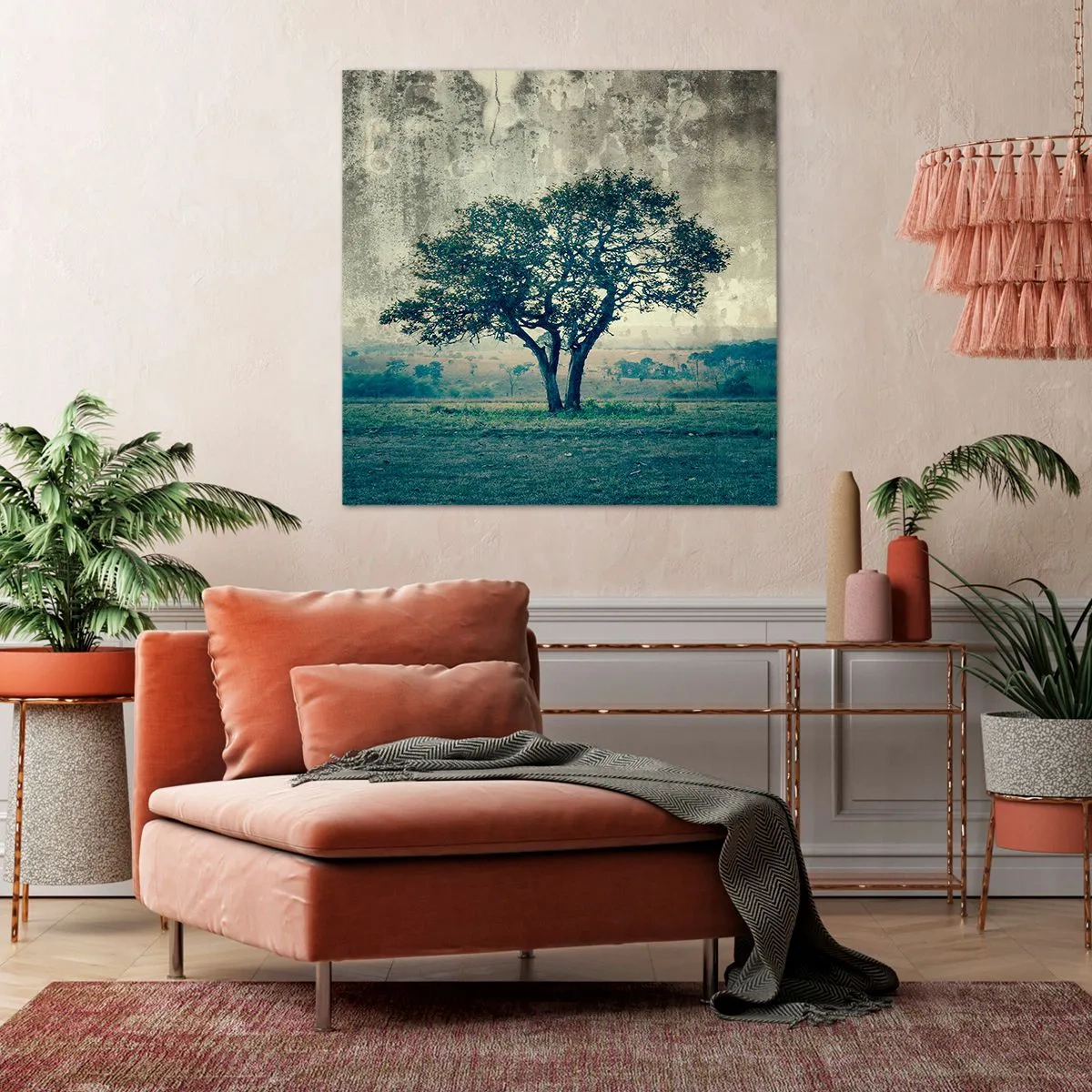 Quadro em tela - Uma macieira num prado azul? - 60x60 cm