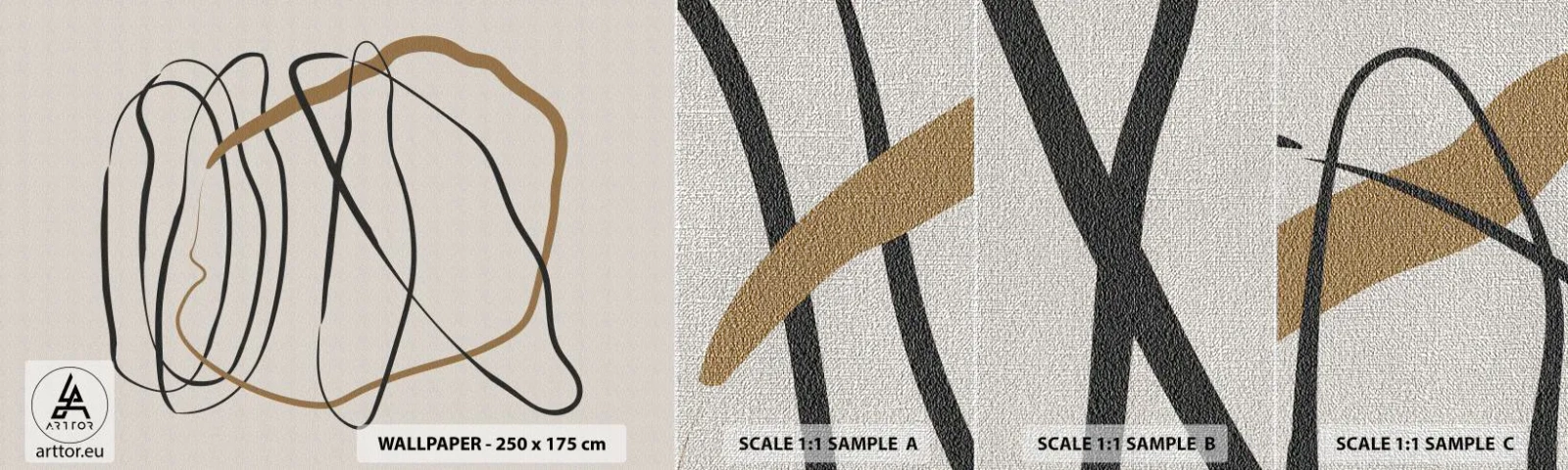 Amostra de papel de parede Premium Canvas - Composição – dança em loop - Pedaço, Minimalista, Art Deco - 100x30 cm