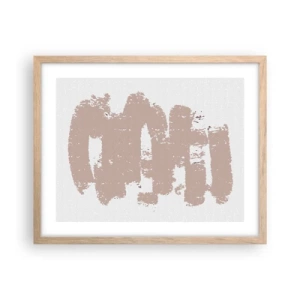 Pôster com moldura de carvalho claro - Abstração em rosa suave - 50x40 cm