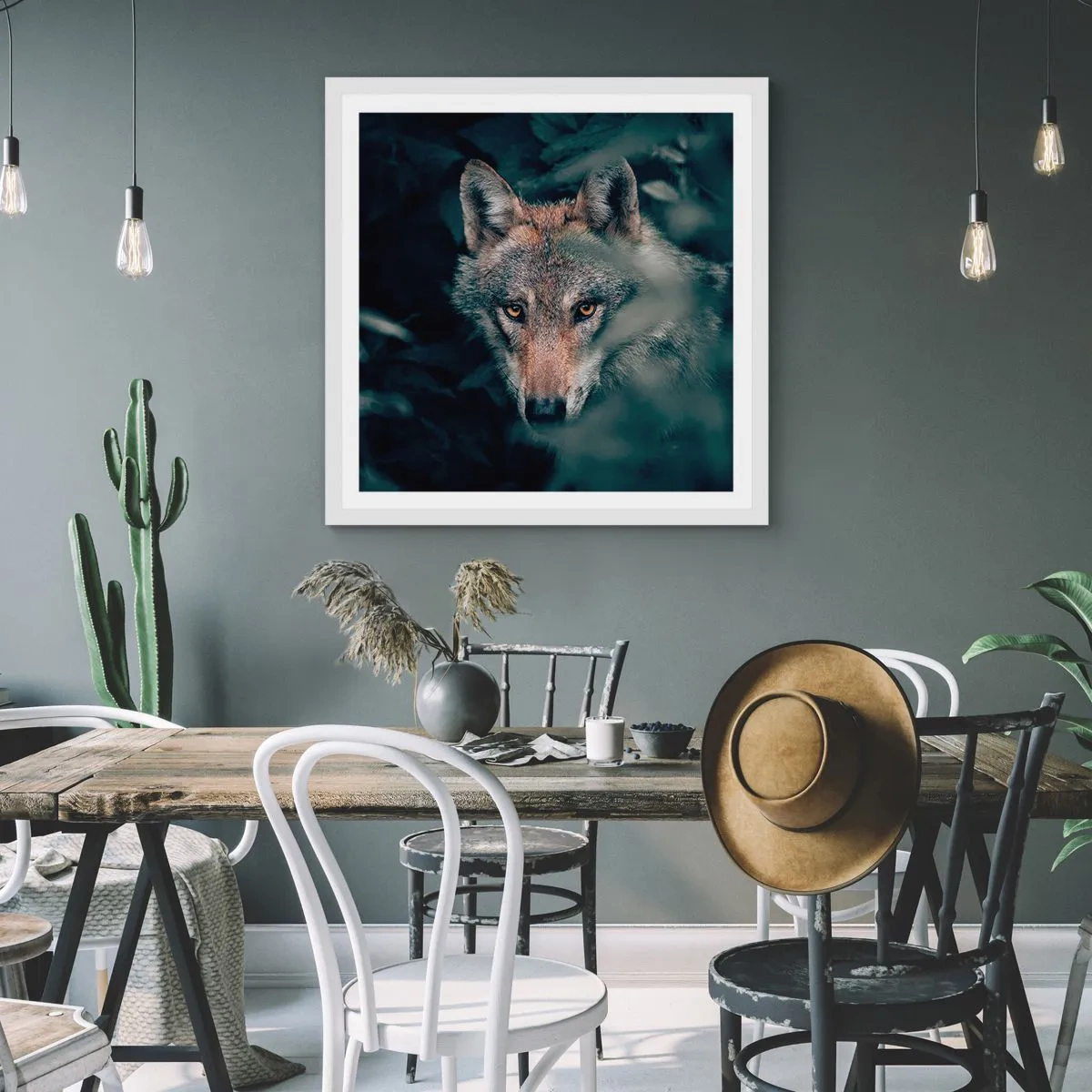 Pôster em moldura branca - Caçador - 40x40 cm