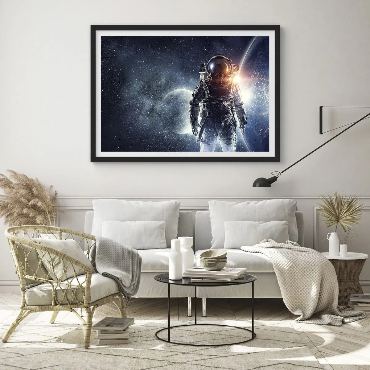 Pôster com moldura preta - Aventura espacial - 70x50 cm