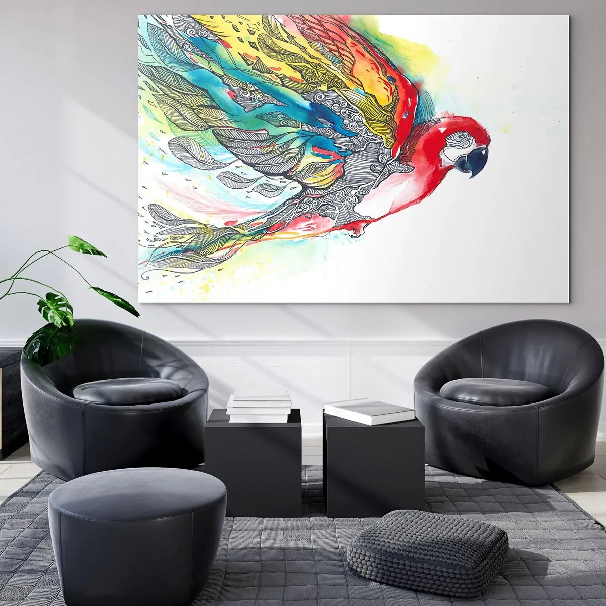 Quadro em vidro - Viva com cor - 120x80 cm