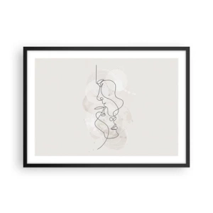 Pôster com moldura preta - Emaranhados num abraço - 70x50 cm