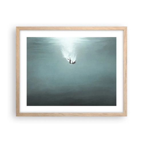 Pôster com moldura de carvalho claro - Nos braços do oceano - 50x40 cm