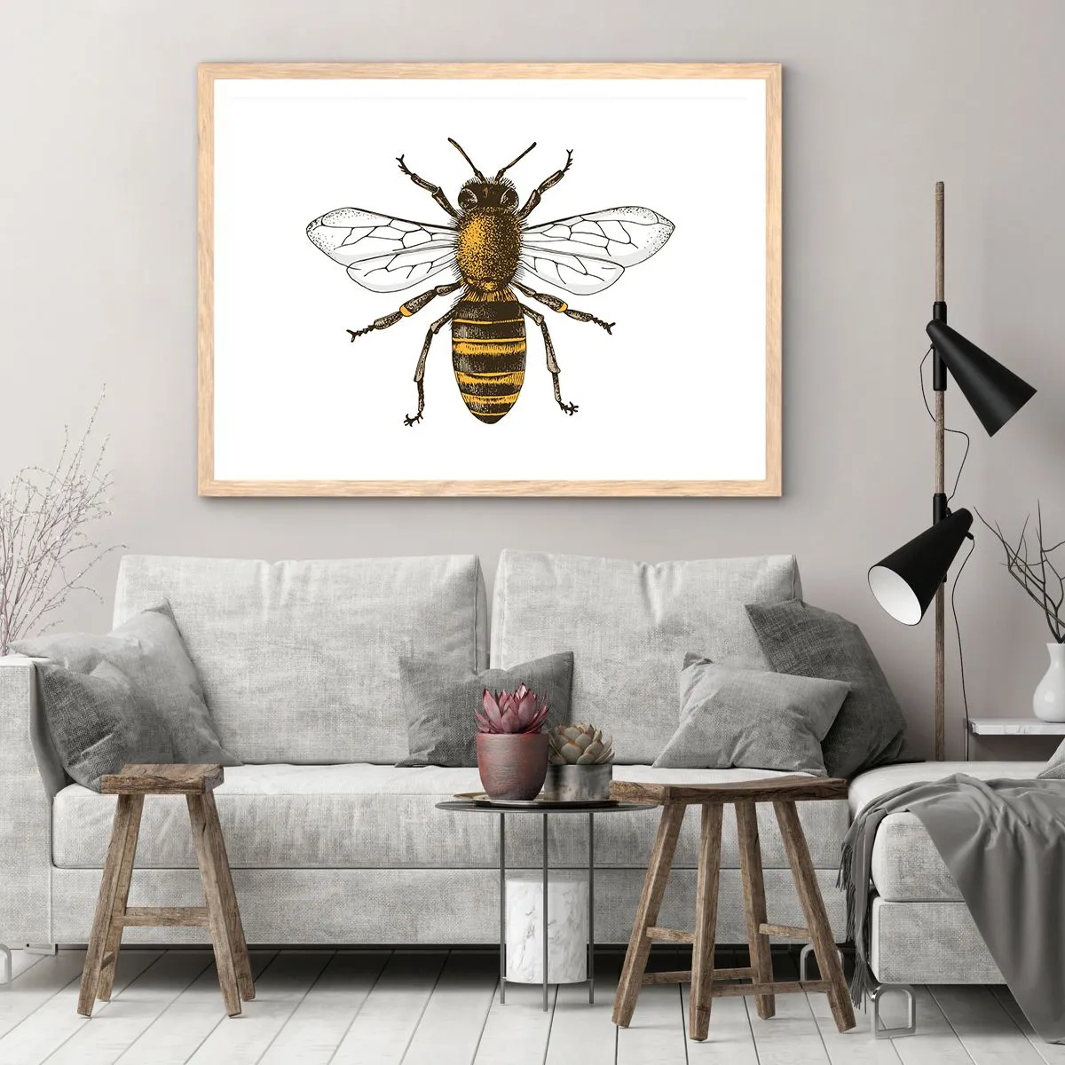 Pôster com moldura de carvalho claro - Linda e boa - 70x50 cm