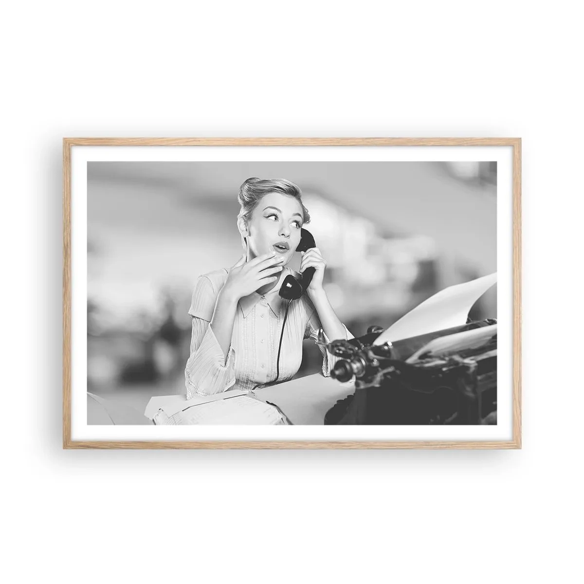 Pôster com moldura de carvalho claro - Olá, estes são os anos 50. - 91x61 cm