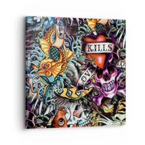 Quadro em tela - O sonho do tatuador - 30x30 cm