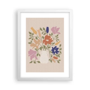 Pôster em moldura branca - Buquê delicado - 30x40 cm