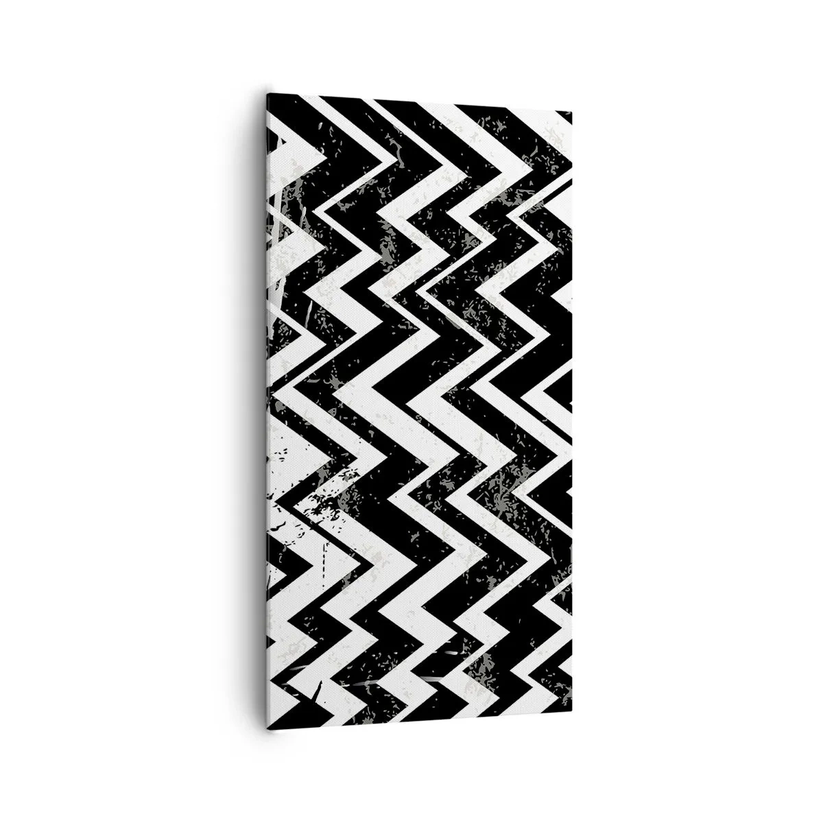Quadro em tela - Zig-branco, zag-preto - 65x120 cm