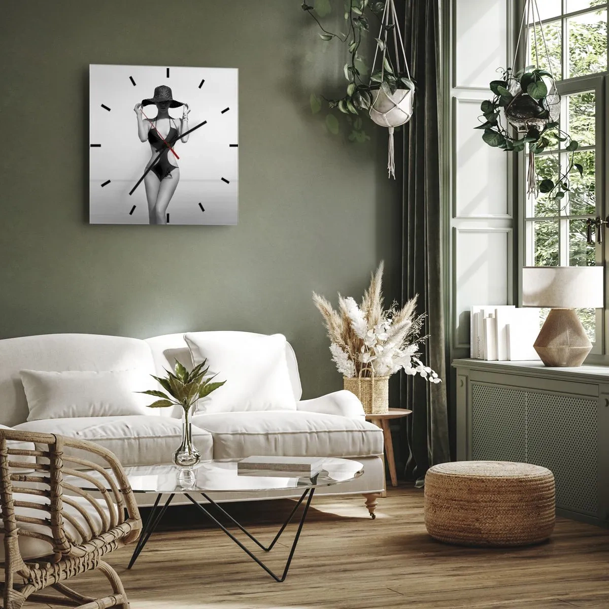 Relógio de parede - Relógio em vidro - Meu nome é: Elegância - 40x40 cm