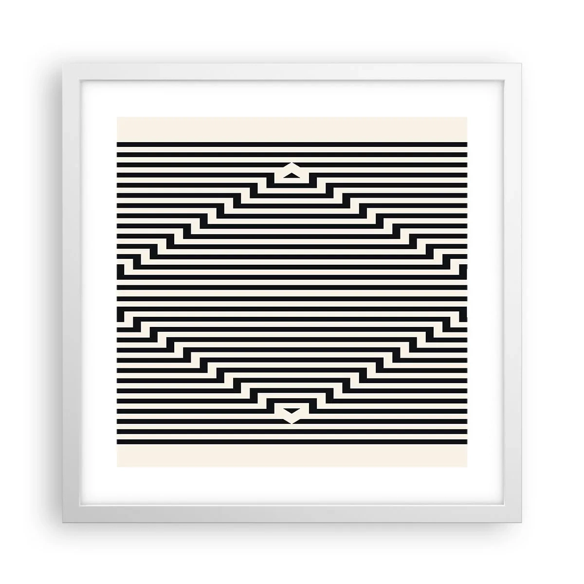 Pôster em moldura branca - Ilusão geométrica - 40x40 cm