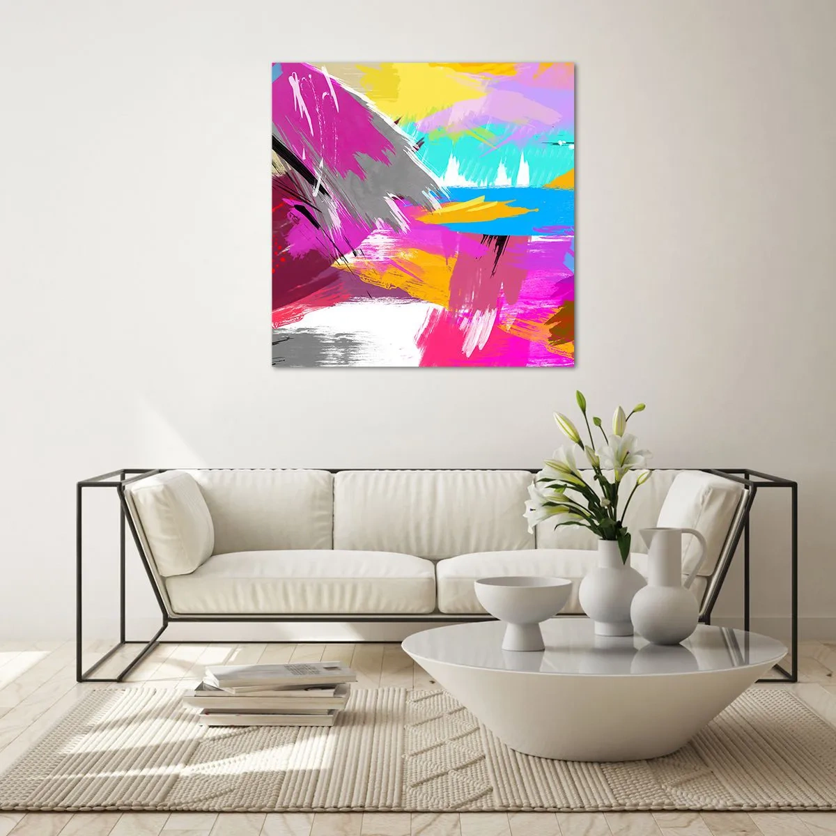 Quadro em vidro - Pinte, pinte, mais uma vez - 40x40 cm