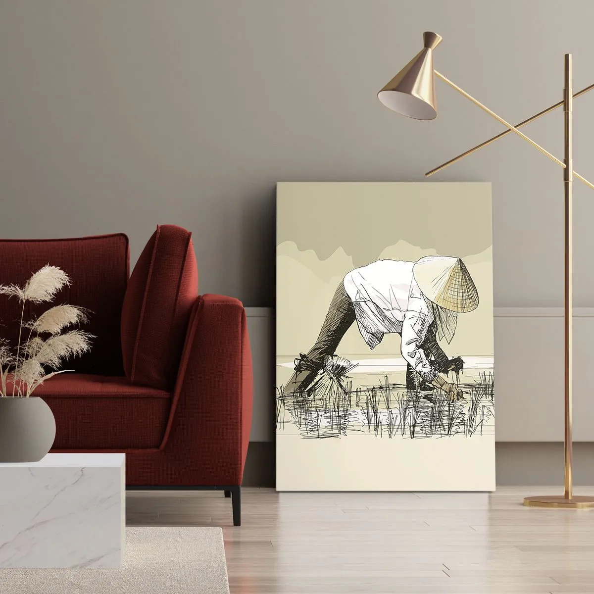 Quadro em tela - Boa colheita  - 65x120 cm