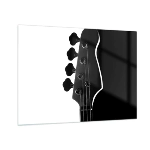 Quadro em vidro - Headstock de baixo preto e branco com sombra - 70x50cm - Silêncio rochoso - Decoração de parede moderna para a sala de estar e quarto ARTTOR