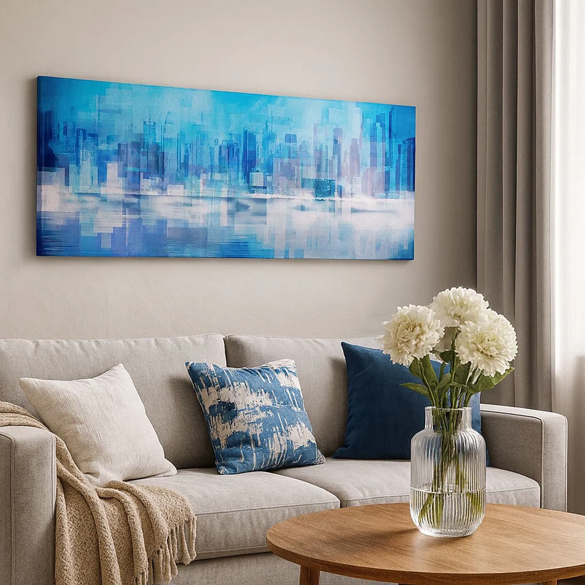 Quadro em tela - Imerso em azul - 100x40 cm