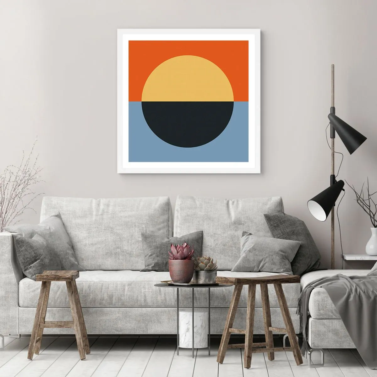 Pôster em moldura branca - Composição do calor e do frio - 30x30 cm