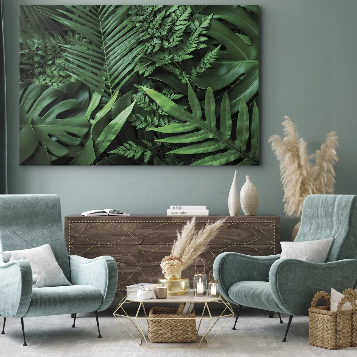 Quadro em tela - Envolto em verde - 100x70 cm