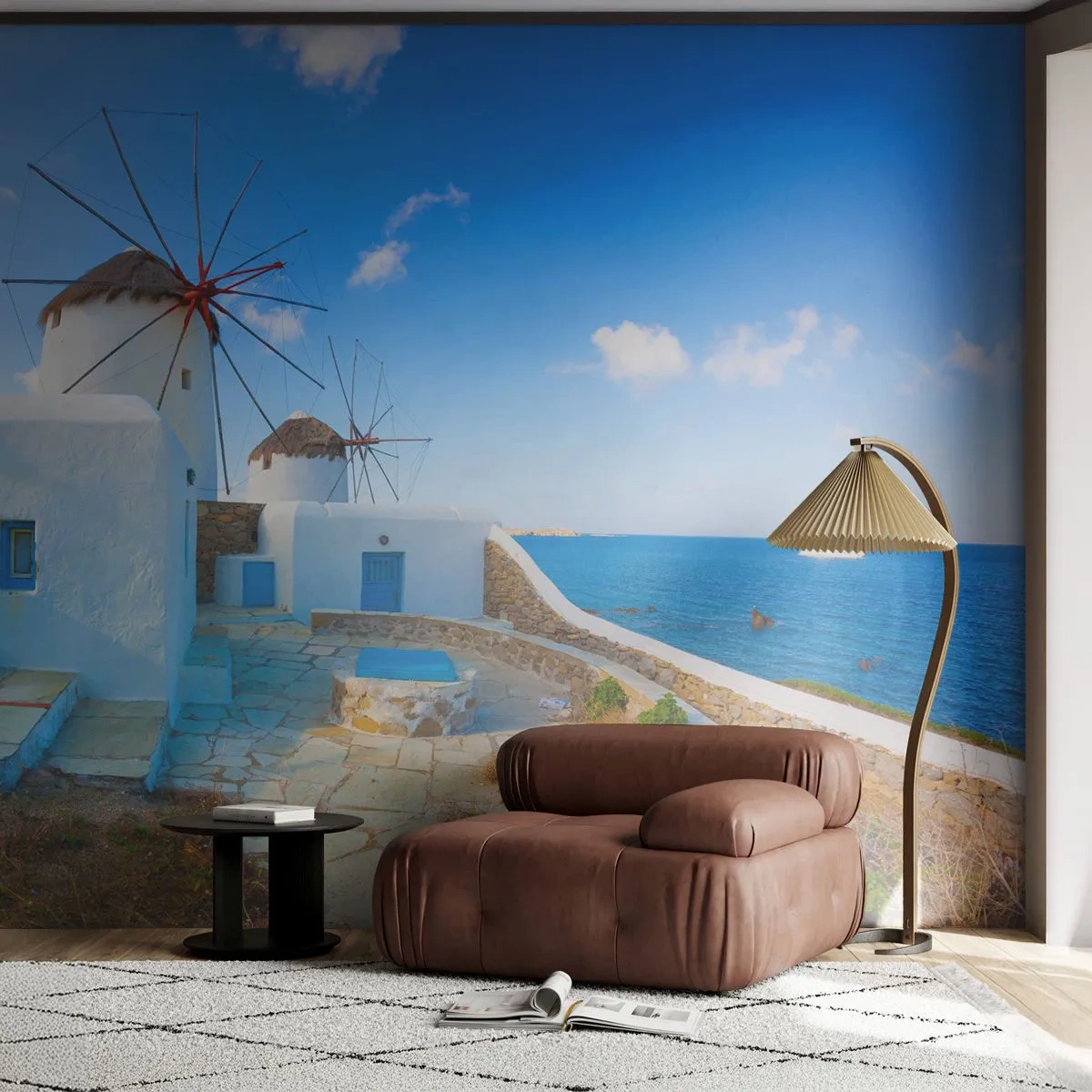 Papel de Parede Autocolante Deluxe Sticker - Vento azul do mar - Arquitetura, Paisagem, Grécia - 250x175 cm