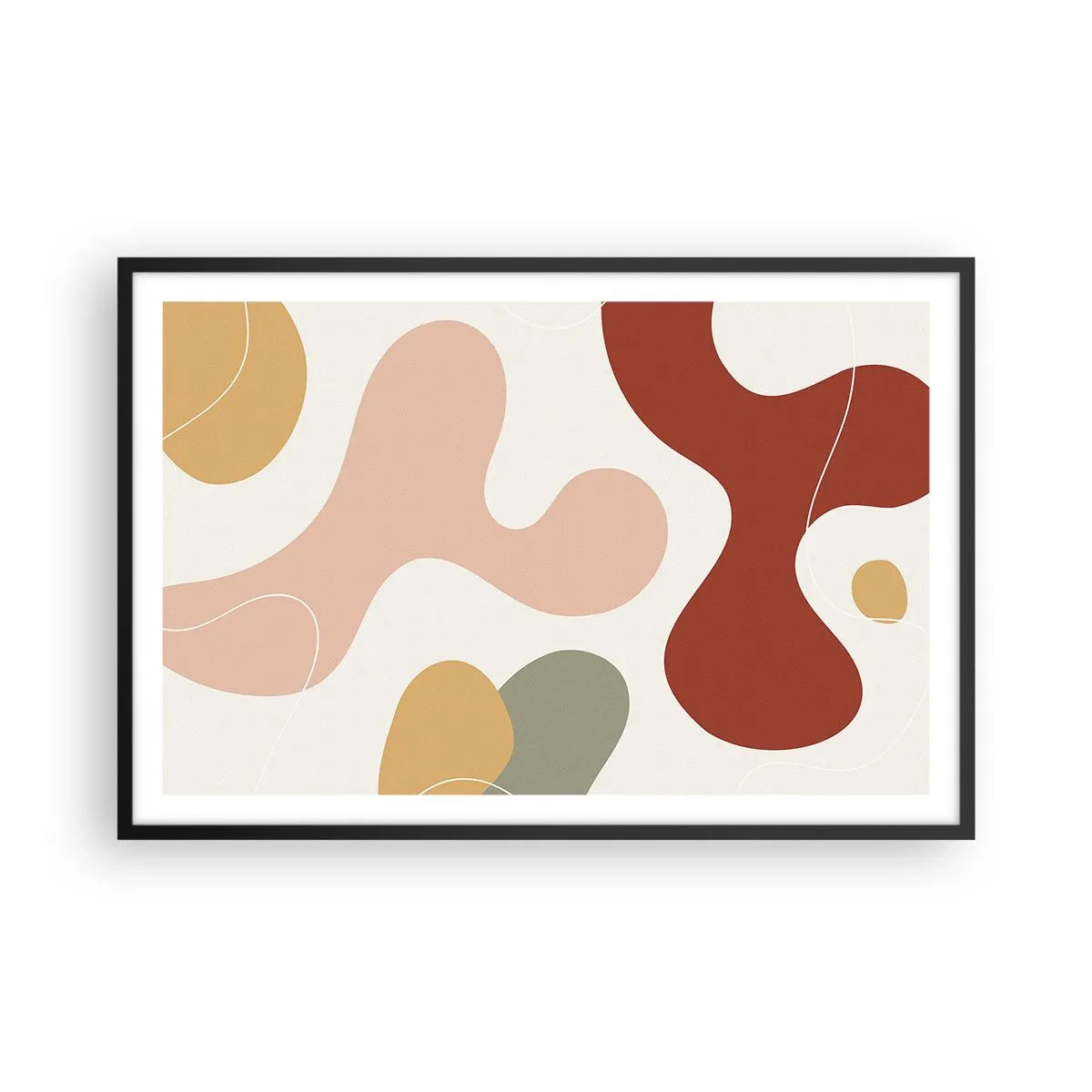 Pôster com moldura preta - Ziguezagues ornamentais - 91x61 cm