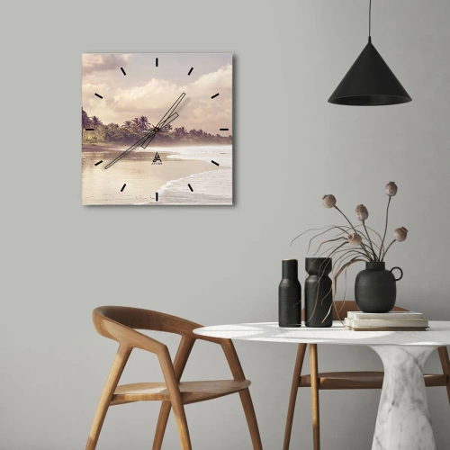 Relógio de parede - Relógio em vidro - Carícia das ondas - 30x30 cm