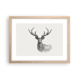 Pôster com moldura de carvalho claro - Veado em estilo cubista - 40x30 cm