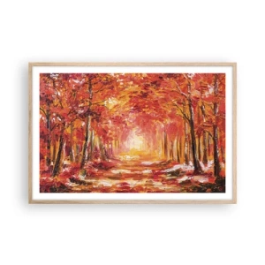 Pôster com moldura de carvalho claro - Floresta de cobre - 91x61 cm