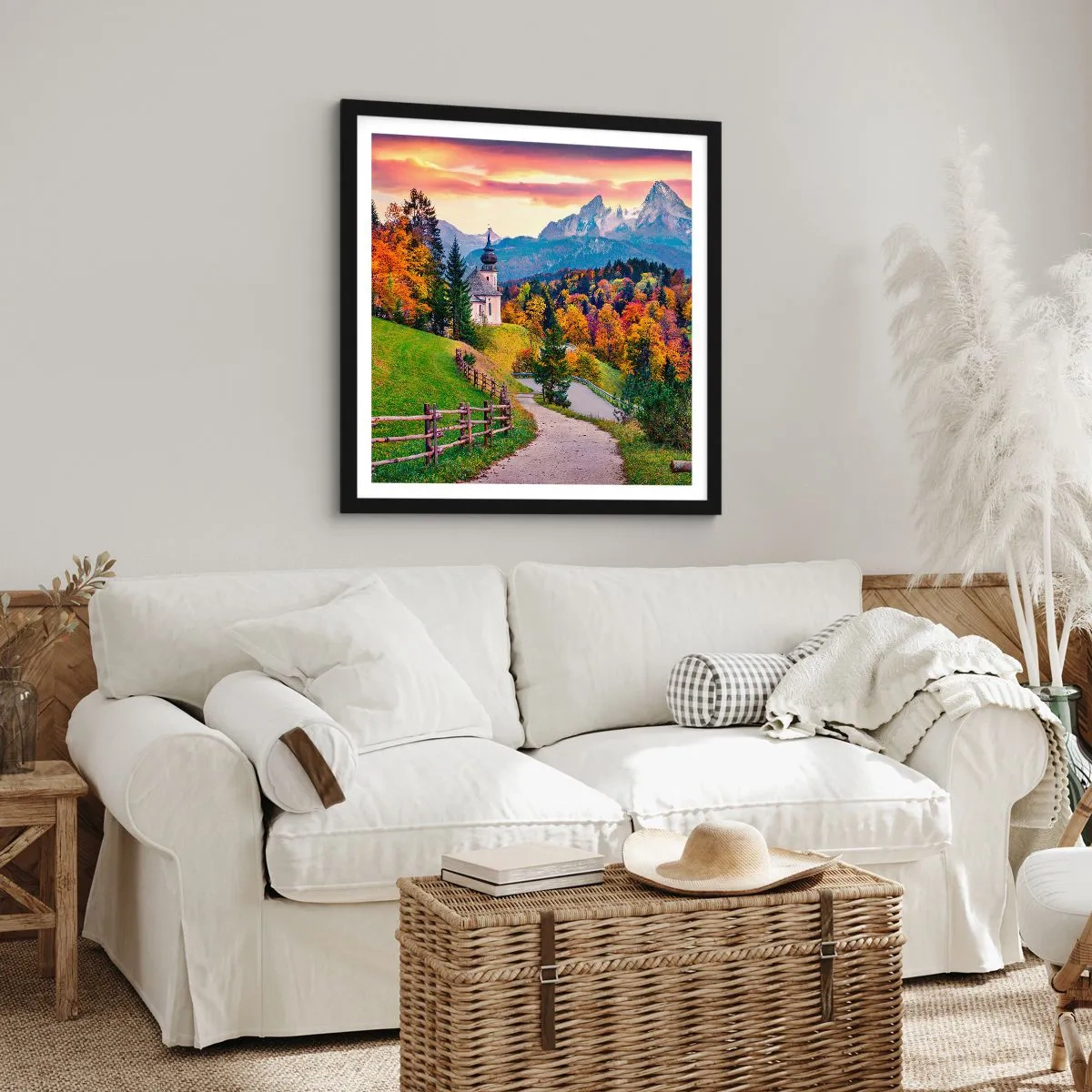 Pôster com moldura preta - Paisagem como uma pintura - 60x60 cm