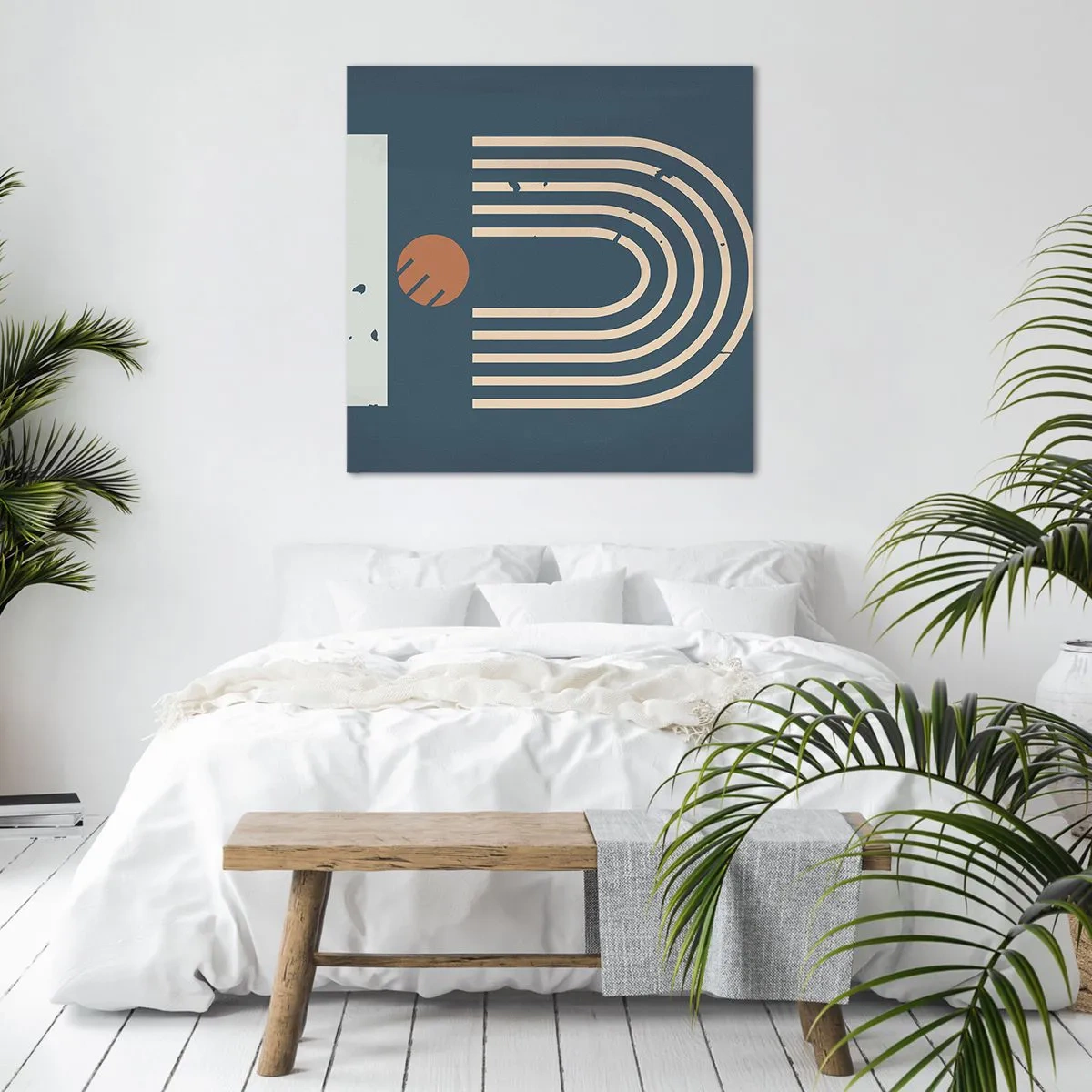 Quadro em tela - Geometria em azul marinho - 40x40 cm