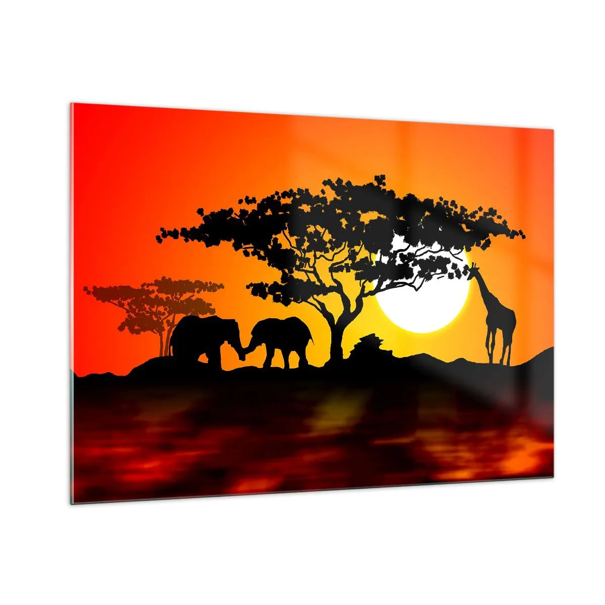 Quadro em vidro - Encontro na savana - 100x70 cm