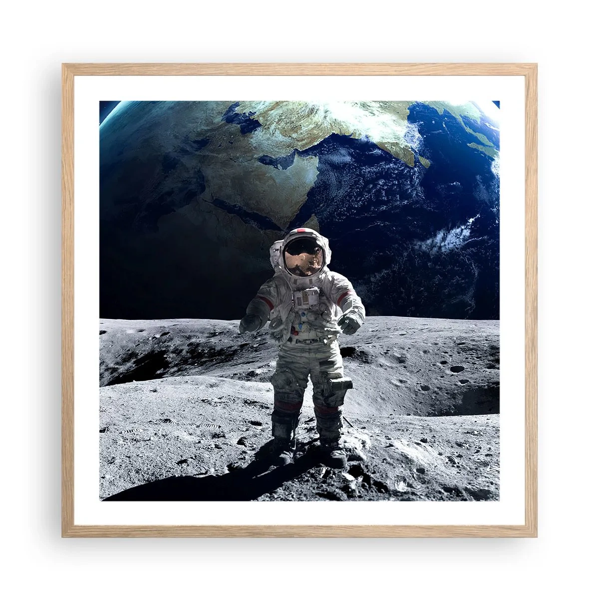 Pôster com moldura de carvalho claro - Saudações da Lua - 60x60 cm