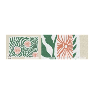 Amostra de Papel de Parede Standard Eco - Florescendo em verde - Boho, Botânico, Flores - 100x30 cm