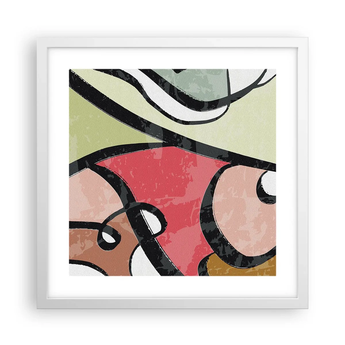 Pôster em moldura branca - Piruetas entre cores - 40x40 cm