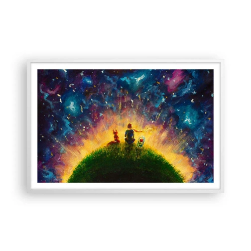 Pôster em moldura branca - Amor e amizade - o mundo inteiro - 91x61 cm