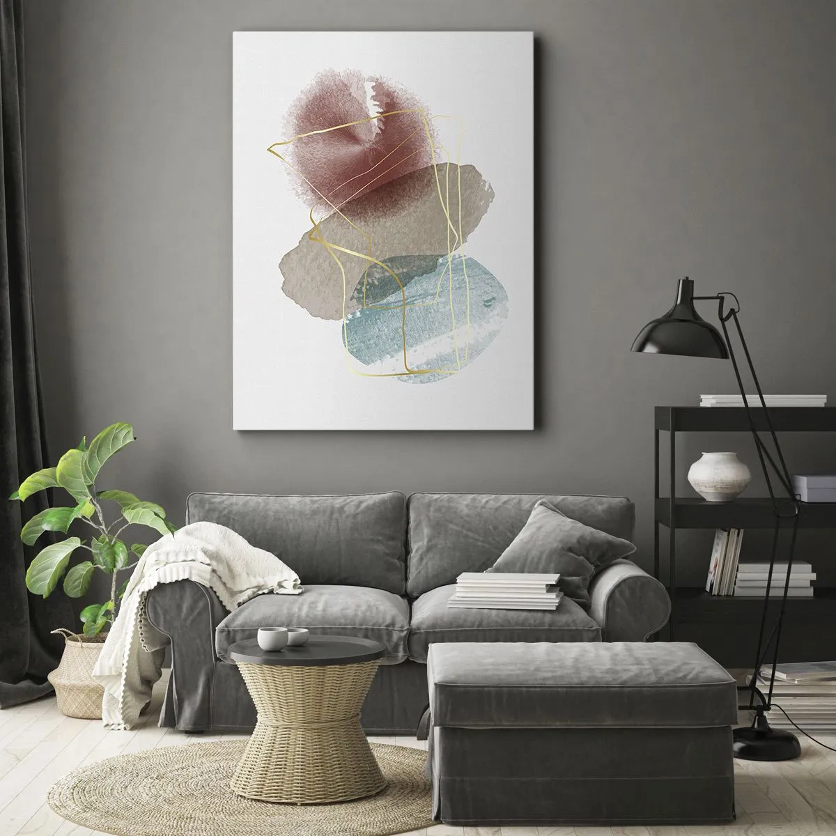 Quadro em tela - Corais espaciais - 55x100 cm