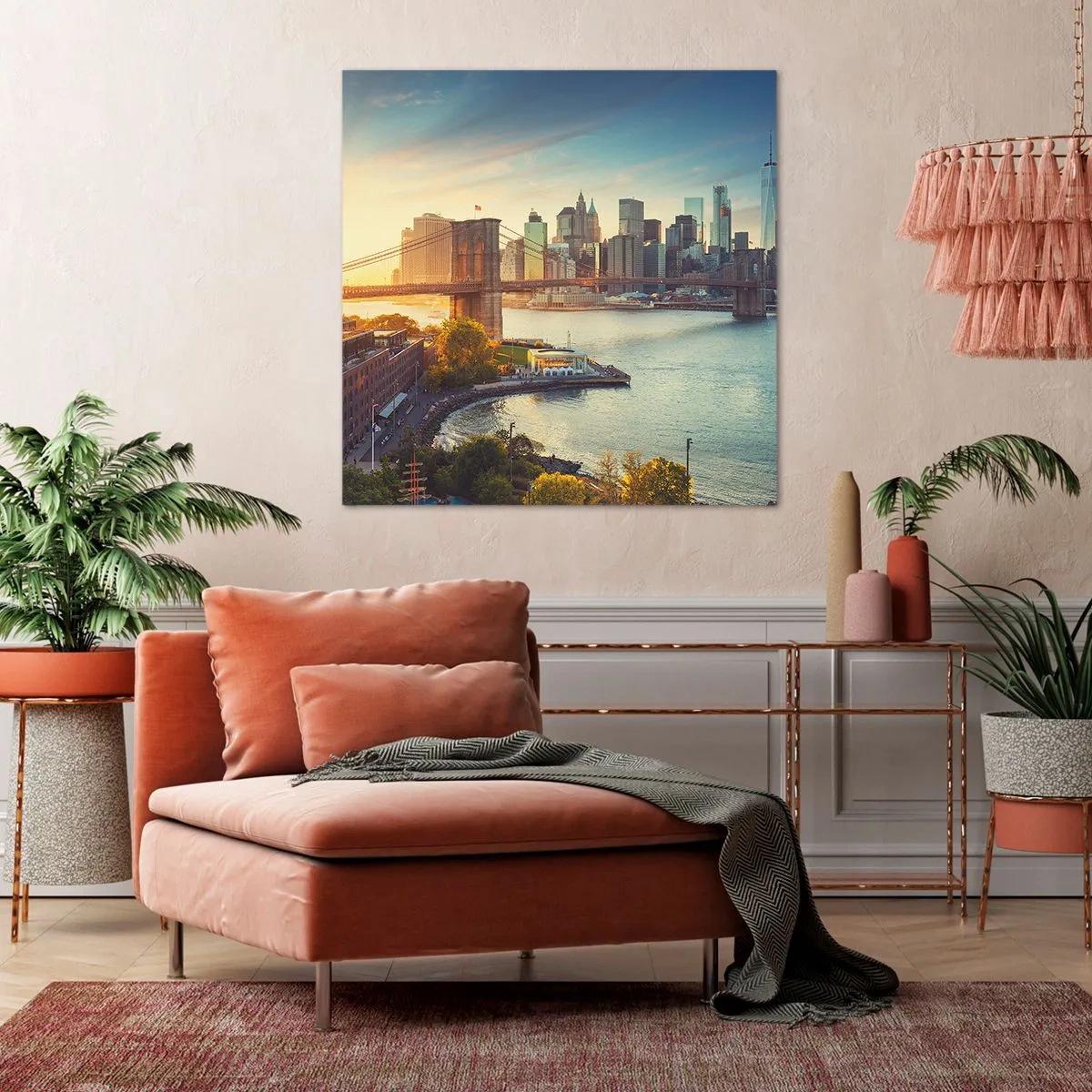 Quadro em tela - O amanhecer da cidade grande - 70x70 cm