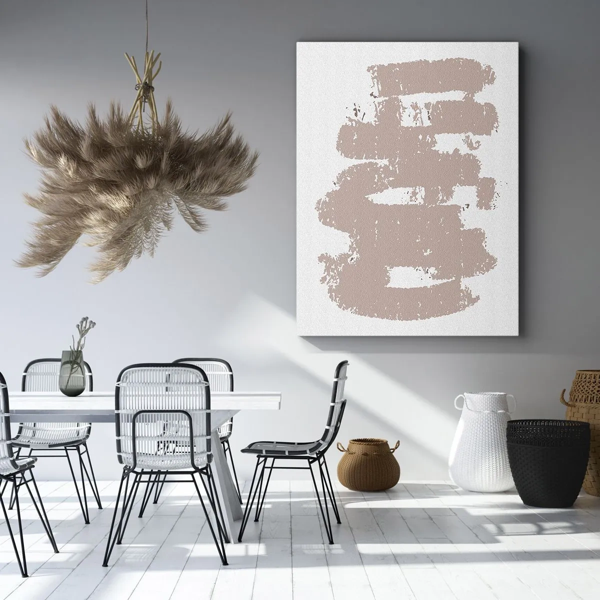 Quadro em tela - Abstração em rosa suave - 50x70 cm