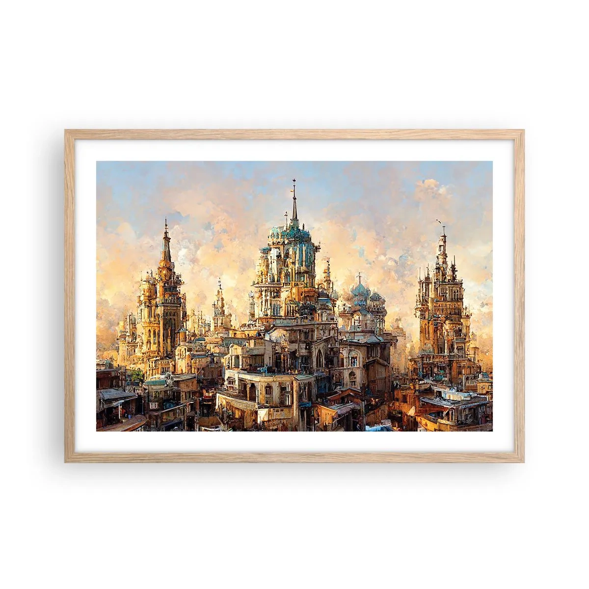 Pôster com moldura de carvalho claro - Cidade das cidades - 70x50 cm