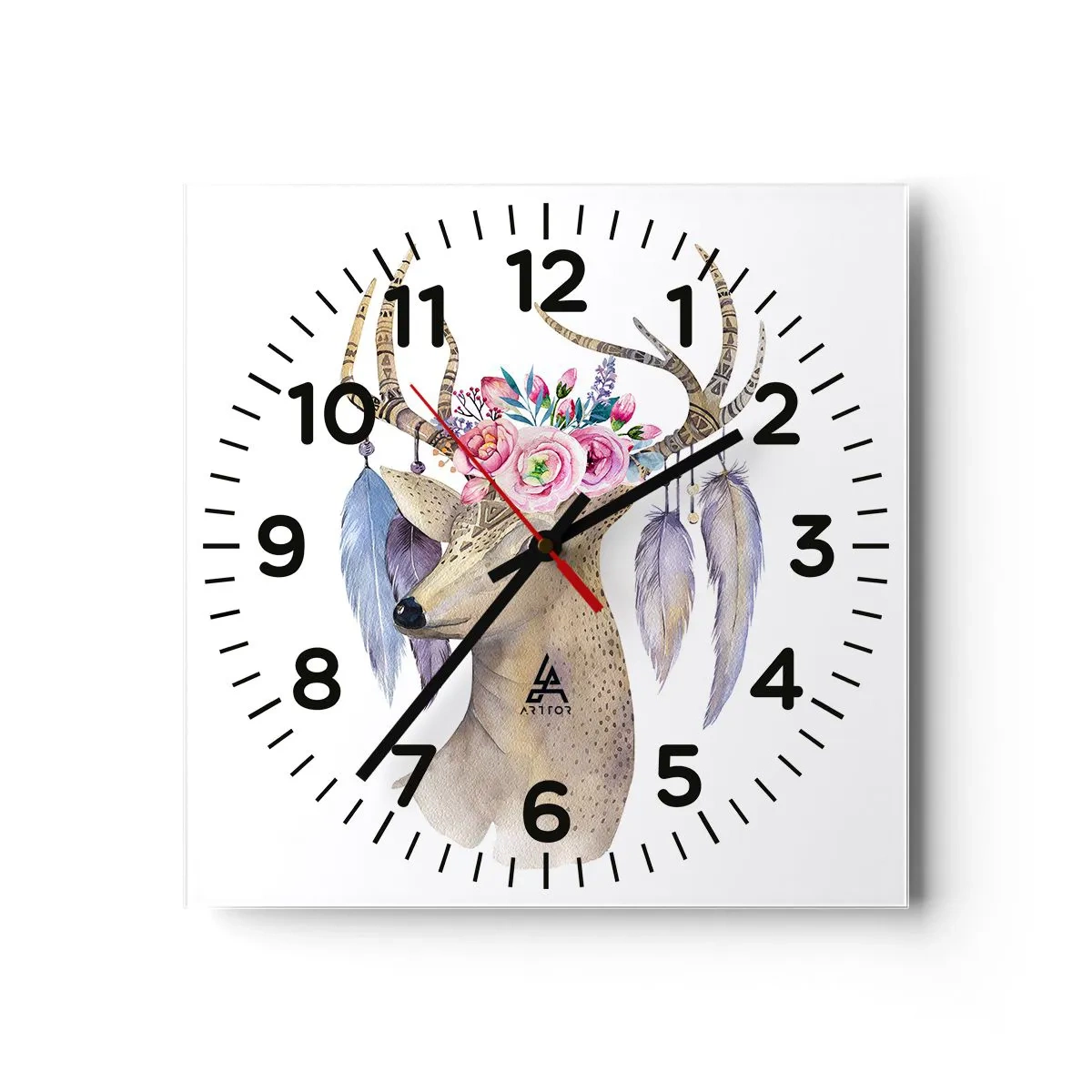 Relógio de parede - Relógio em vidro - Guia da alma - delicado, inocente - 40x40 cm