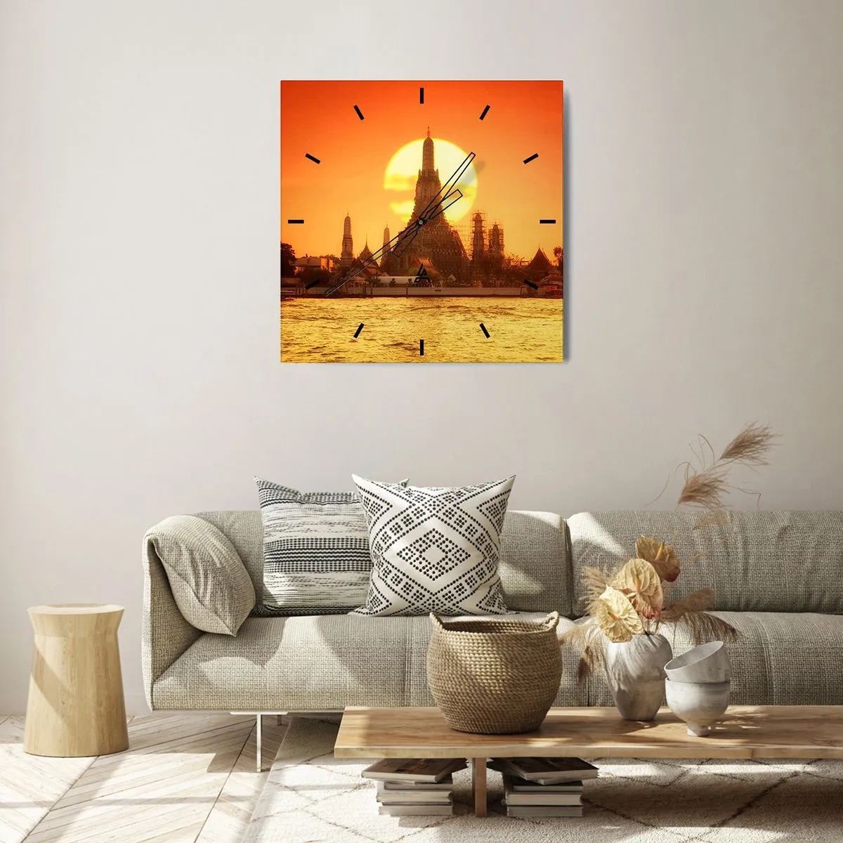 Relógio de parede - Relógio em vidro - Rumo ao sol, sempre em direção ao sol - 30x30 cm