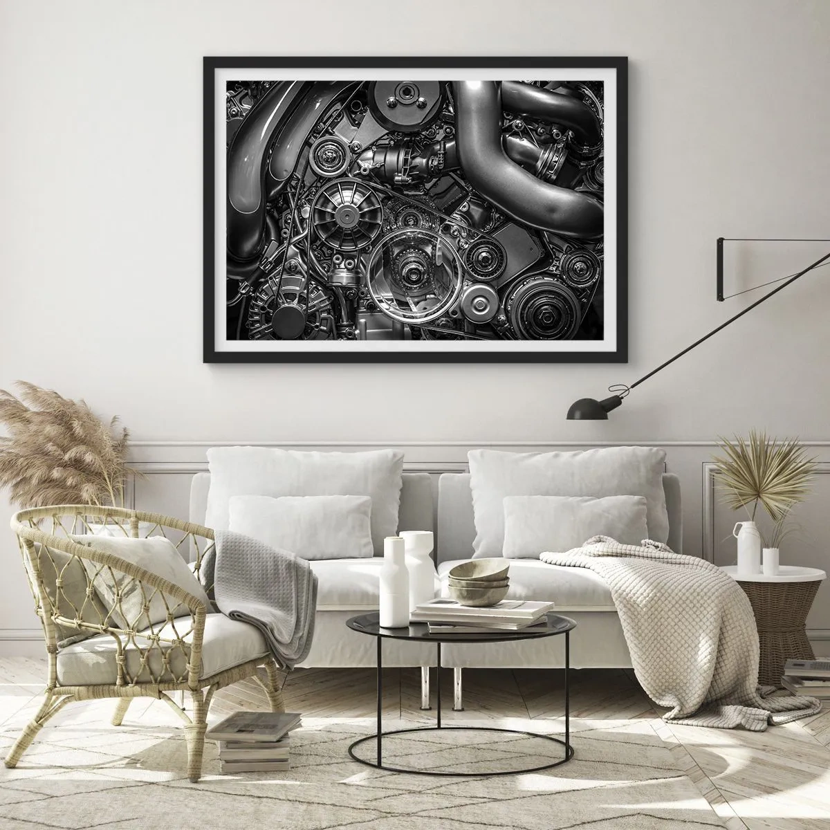 Pôster com moldura preta - A poesia da mecánica - 91x61 cm