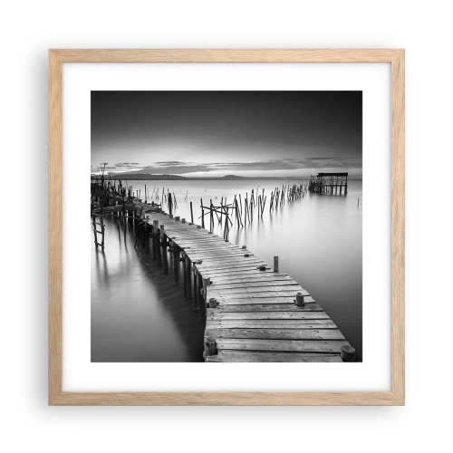 Pôster com moldura de carvalho claro - A tranquilidade de uma costa esquecida - 40x40 cm