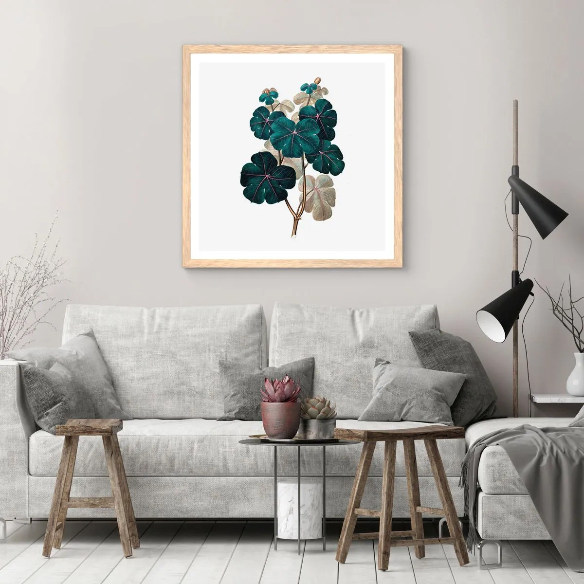 Pôster com moldura de carvalho claro - Do antigo herbário - 40x40 cm