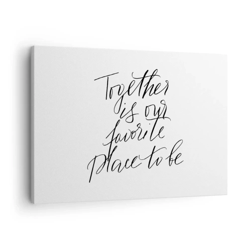 Quadro em tela - Inscrição tipográfica em estilo elegante sobre fundo branco - 70x50cm - Também sente isso? - Decoração de parede moderna para a sala de estar e quarto ARTTOR