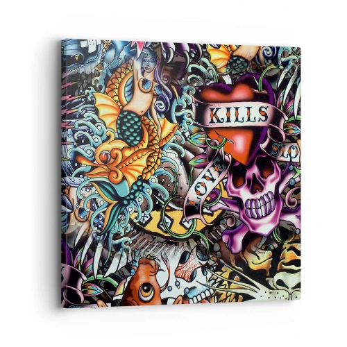 Quadro em tela - O sonho do tatuador - 30x30 cm