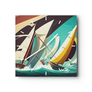 Relógio de parede - Relógio em vidro - Boa sorte com os elementos - 40x40 cm