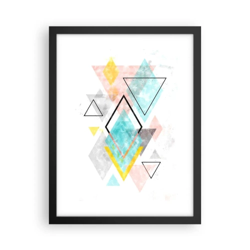 Pôster com moldura preta - Jogo geométrico - 30x40 cm