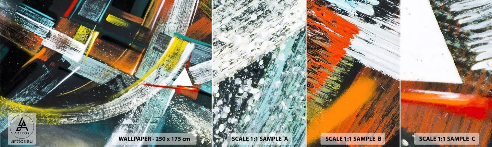 Amostra de papel de parede autocolante Deluxe Sticker - Energia de movimento - Abstração, Pedaço, Arte Moderna - 100x30 cm